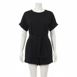 Victoria Beckham for‎ Target Romper Black L Belted Tie Waist Minimalist Modern